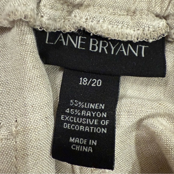 Lane Bryant Cream Beige Linen Blend Wide Leg Pants Pull On Plus Size 18/20 Boho - Picture 6 of 10